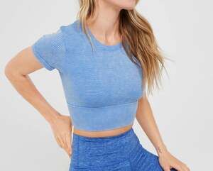 Aerie Offline Textured Seamless Cropped Tee SIZE MEDIUM